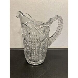 Vtg 1930s Indiana Glass Paneled Daisy Clear 32 Oz Pitcher Great Condition